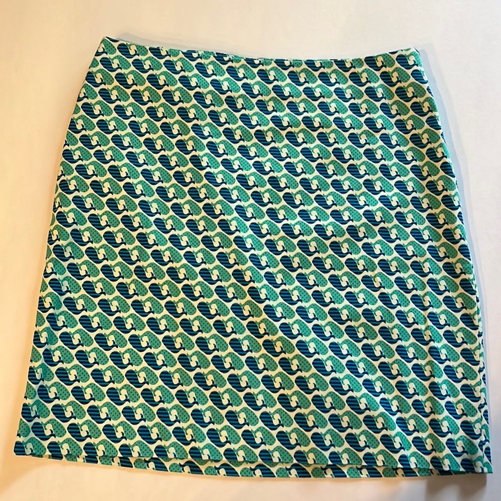 Talbots pencil skirt with whale pattern, side zipper, size 12
